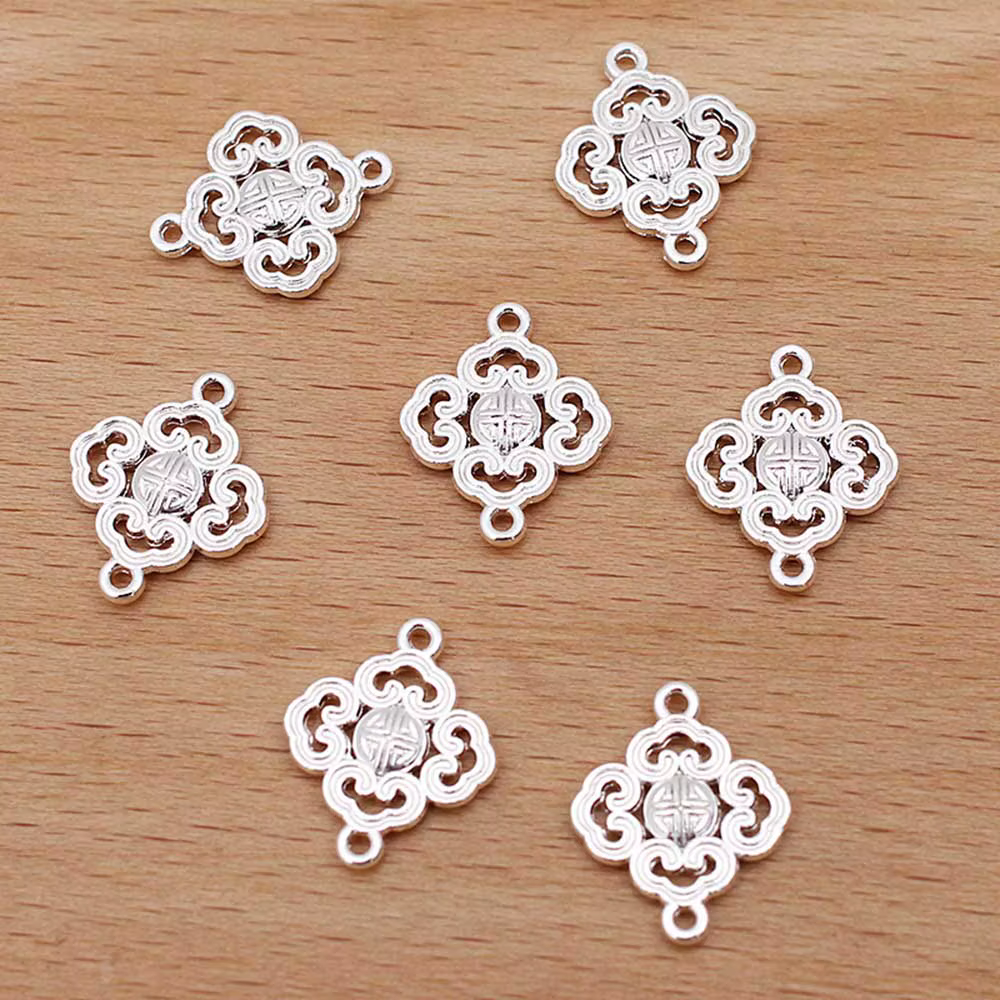 Breloques en forme de fleur en filigrane métallique, 50 pièces/lot, pour la fabrication de bijoux, B