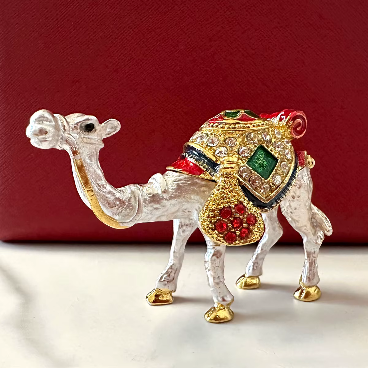 Boîte à bijoux en cristal émaillé en forme de chameau, figurine d'animal, boîte à bijoux, porte-bagu