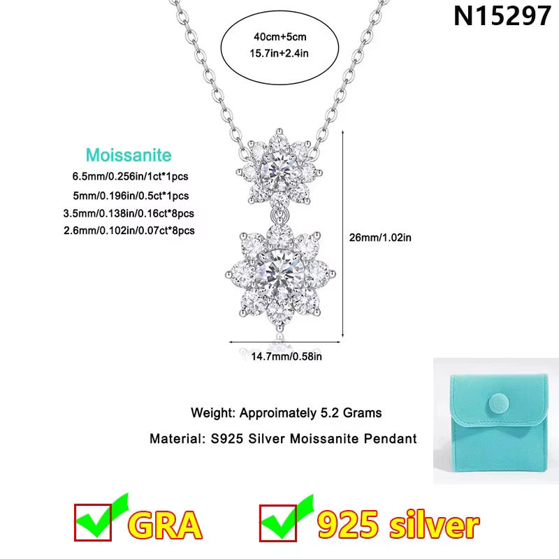 Collier de luxe en diamant Moissanite pour femmes, bijoux originaux en argent Sterling 925, cadeau, 