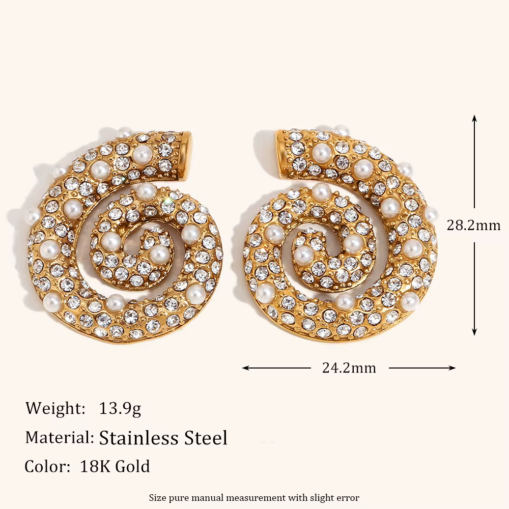 La.Muses luxe perle Zircon conque acier inoxydable femmes boucles d'oreilles mode haute qualité femm