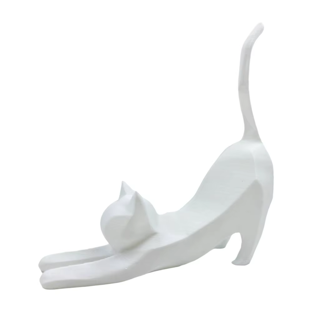 Mini porte-bagues en forme de chat imprimé en 3D, style minimaliste, sculpture en résine, rangement 
