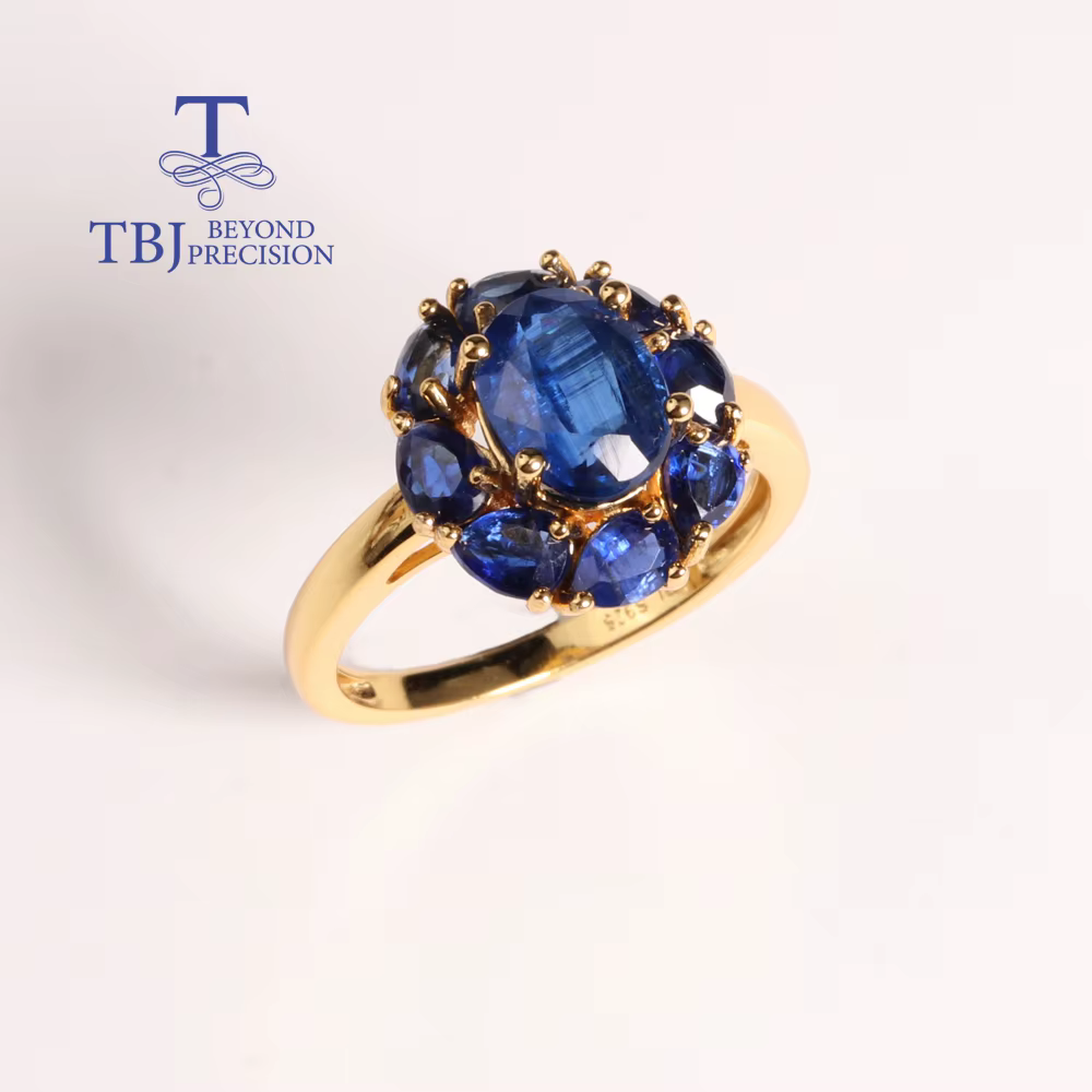 Bague en argent sterling avec cyanite naturelle bleu profond et charmant, pour femmes, idéale pour l