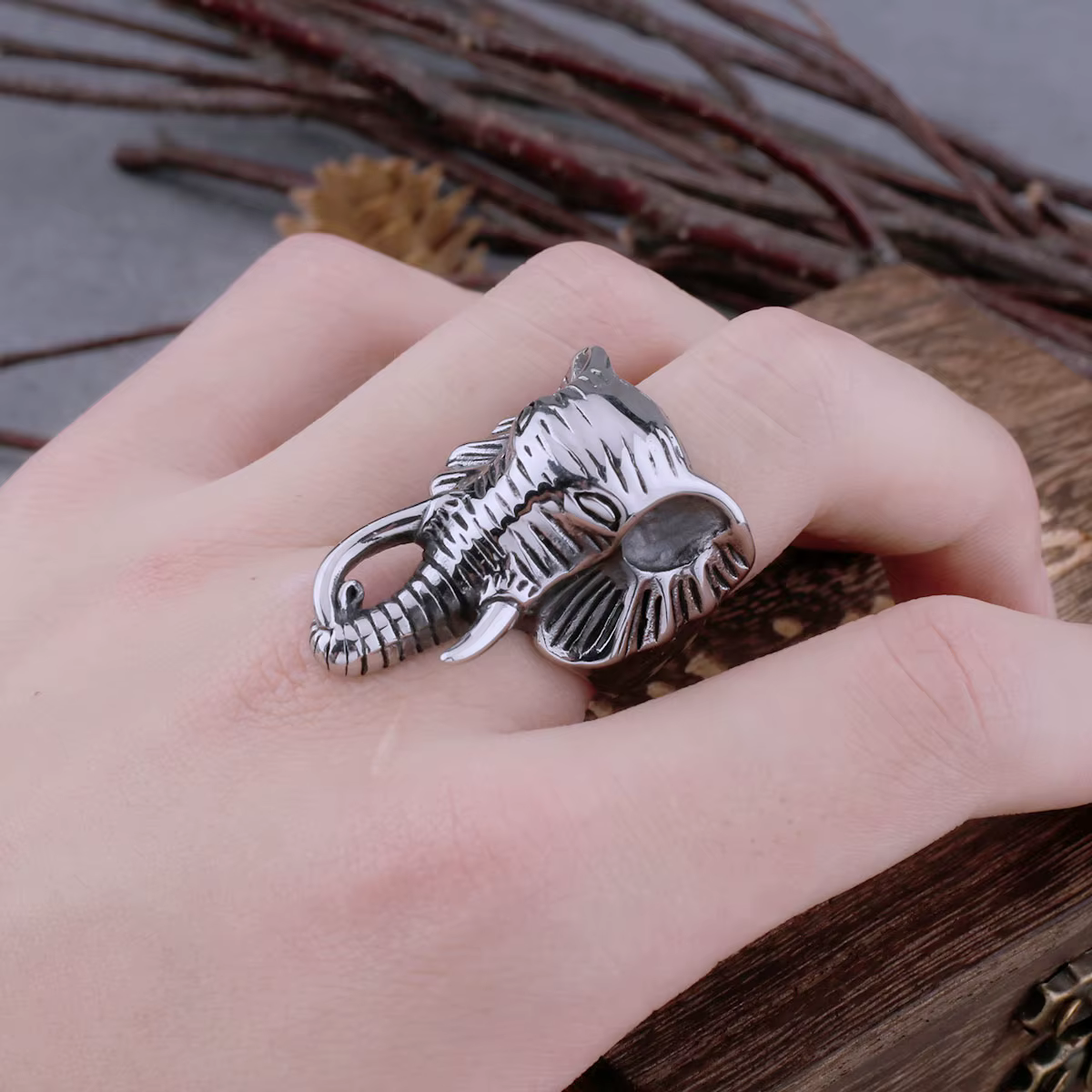 Bague éléphant en acier inoxydable 316L pour hommes, mode créative Hip Hop Punk Biker, bijoux en for