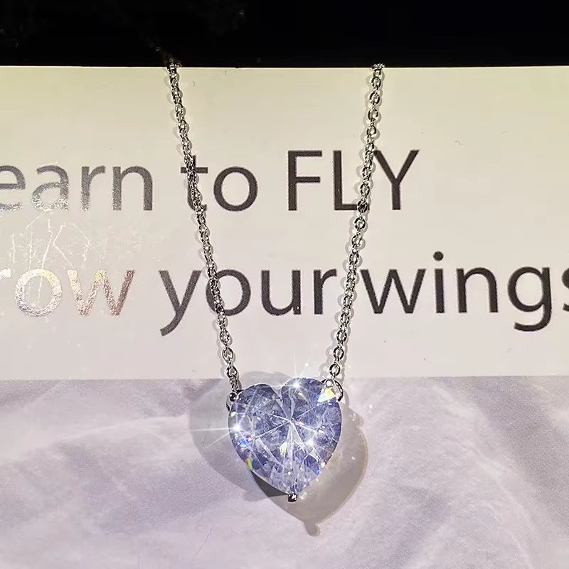 Collier Titanic coeur d'océan en cristal bleu simple pour femme, pendentif coeur d'amour pour toujou