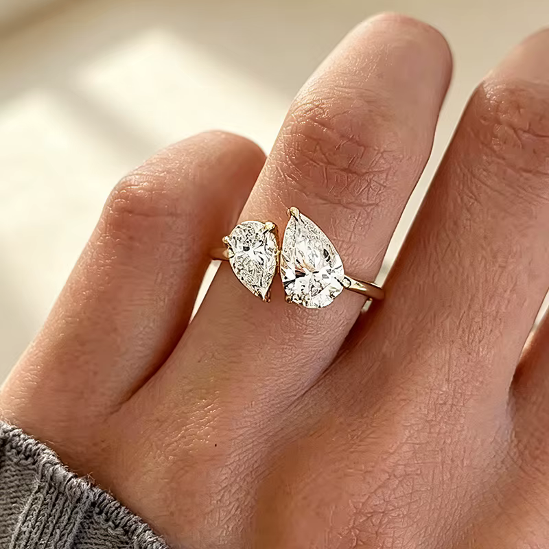 Bague en argent Sterling 925 pour femmes, anneau classique éblouissant en Zircon en forme de goutte 