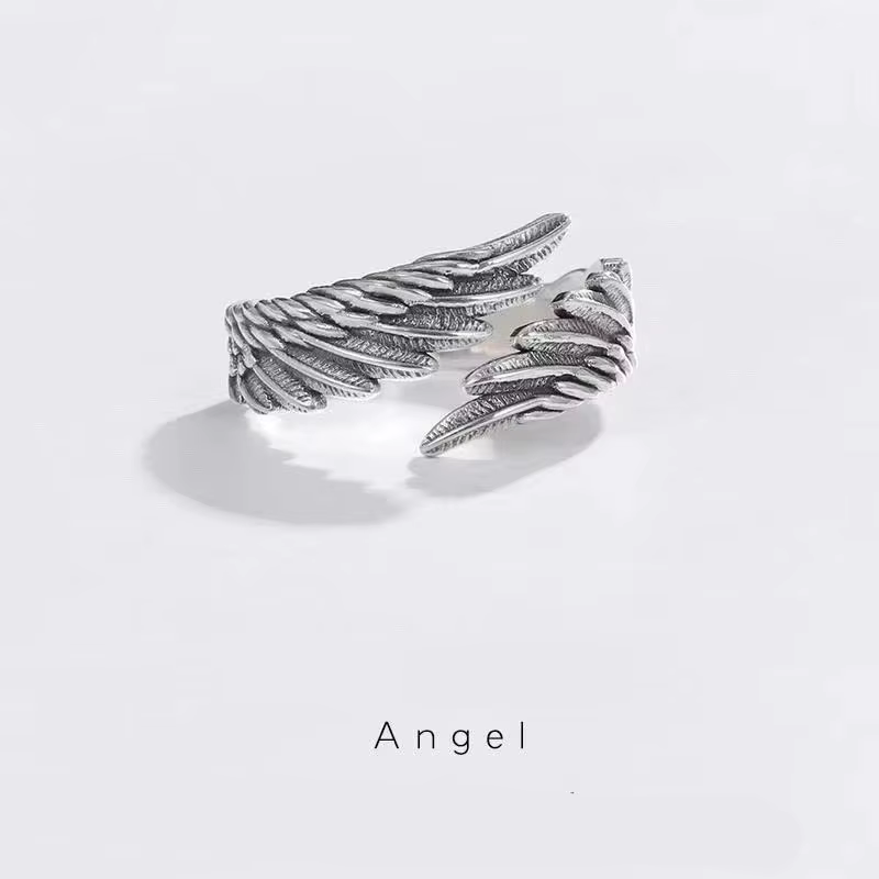 Bague créative rétro ailes de démon d'ange pour hommes et femmes, anneau ouvert Punk gothique, bijou