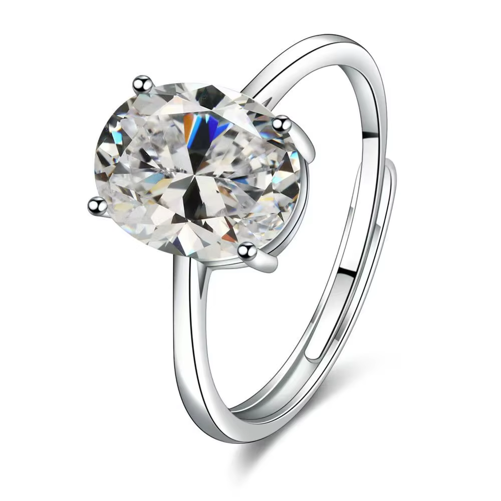Ensemble de bijoux pour femmes en argent sterling 925 : bague ovale en zircon taillée en diamant, co