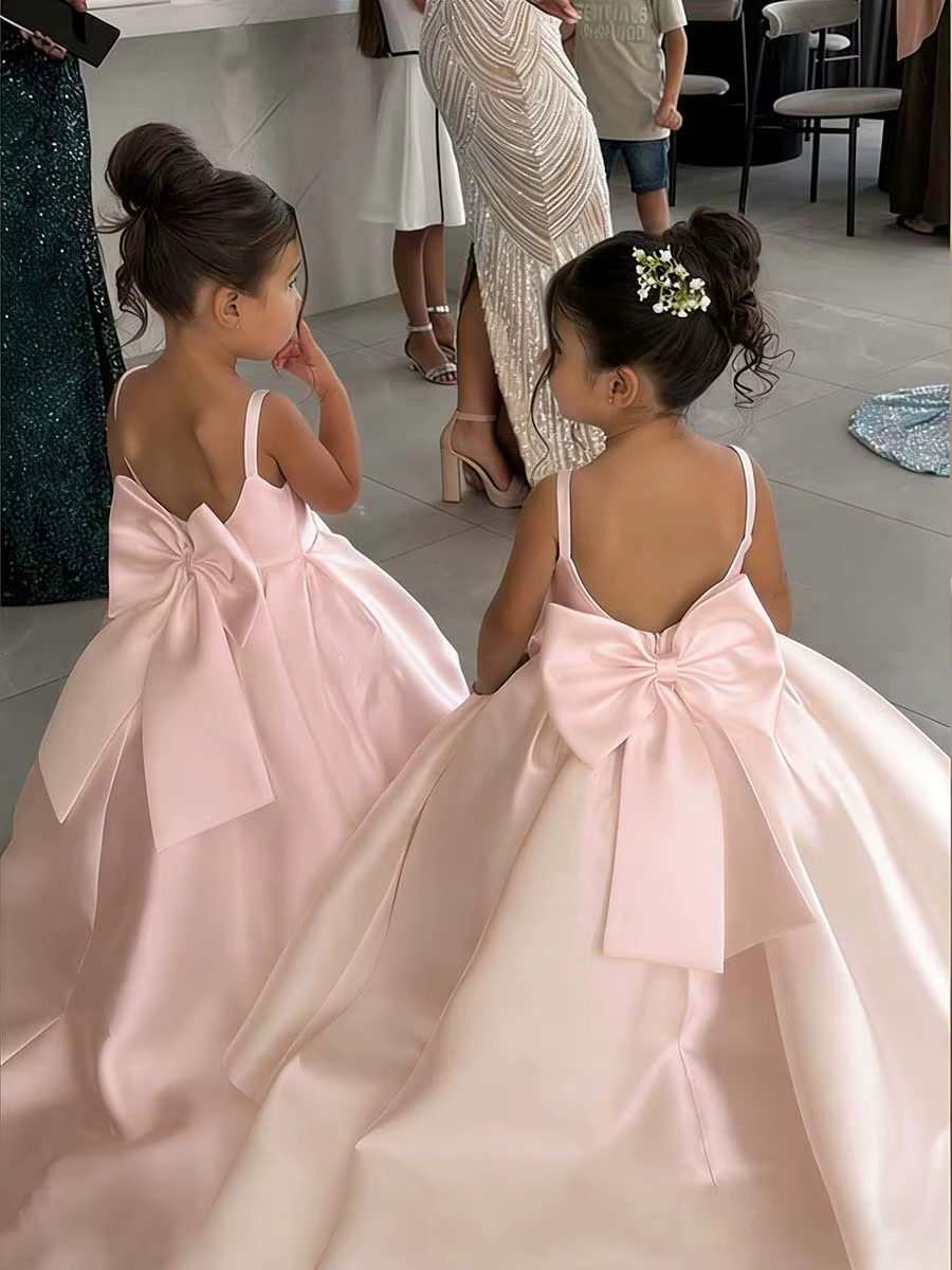 Robe de demoiselle d'honneur blanche avec bretelles à nœud, mini-robe de mariée, robe de bal pour en