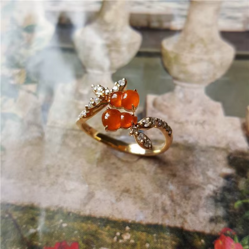 Bagues originales incrustées d'argent pour femmes, calcédoine de glace naturelle, orange, rouge, gou