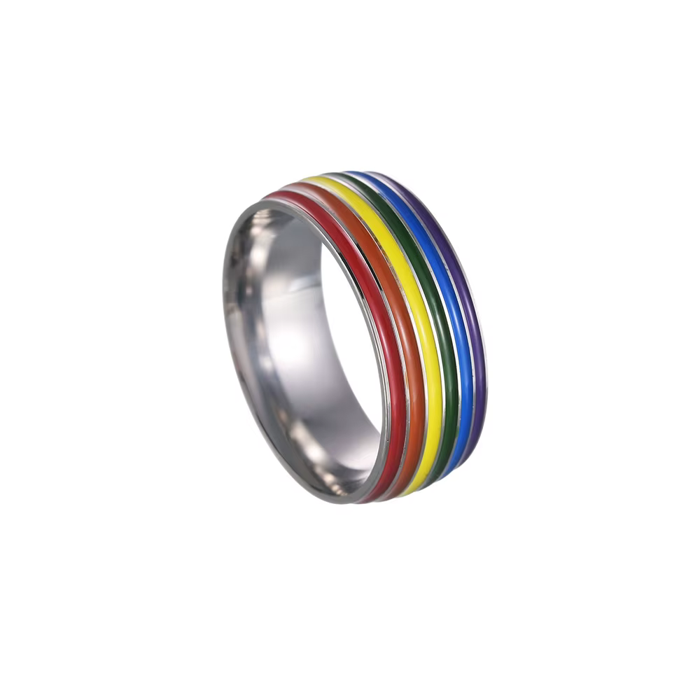 Bague de fierté arc-en-ciel pour femmes et hommes, bijoux d'amitié Gay lesbienne LGBT en acier inoxy