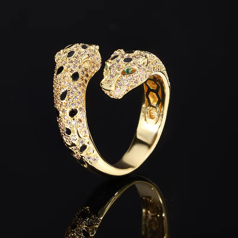 Bague léopard réglable avec motif animalier de Rotterdam, citroën unique, disponible en or et argent