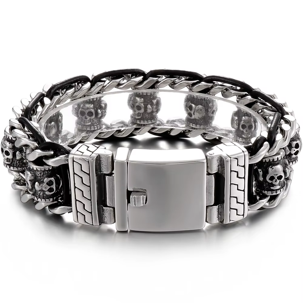 Bracelet religieux pour homme en acier inoxydable, largeur 22 mm, avec écritures bouddhistes, bracel