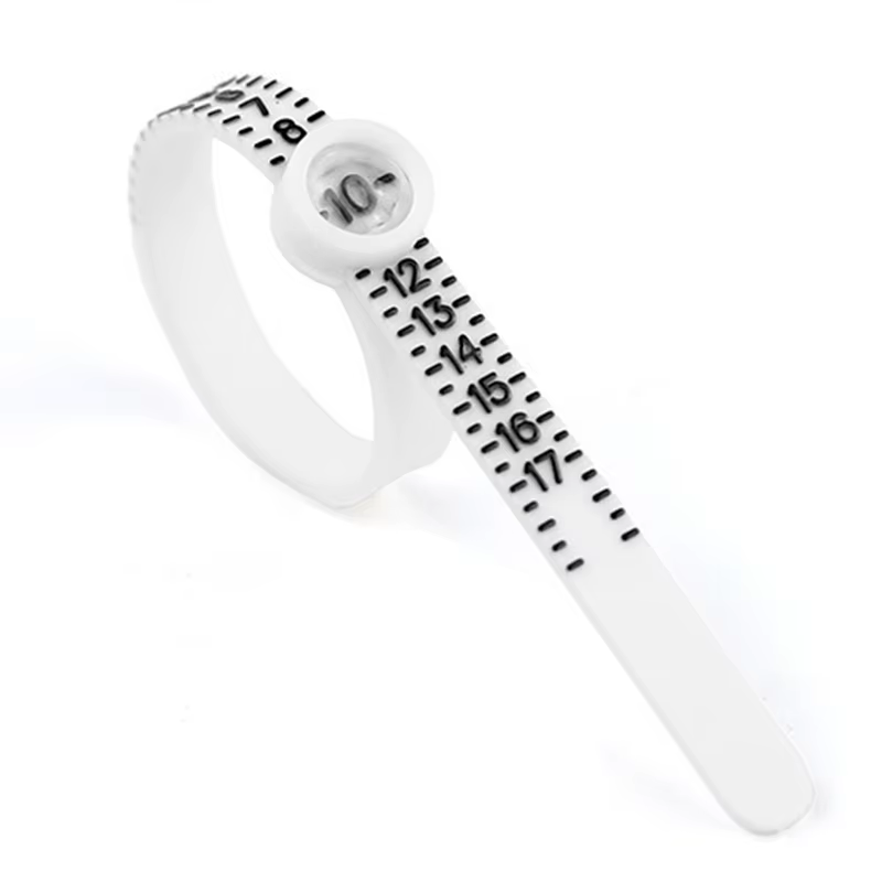 Mesureur de taille de bague en plastique flexible réutilisable avec loupe pour la taille des doigts 