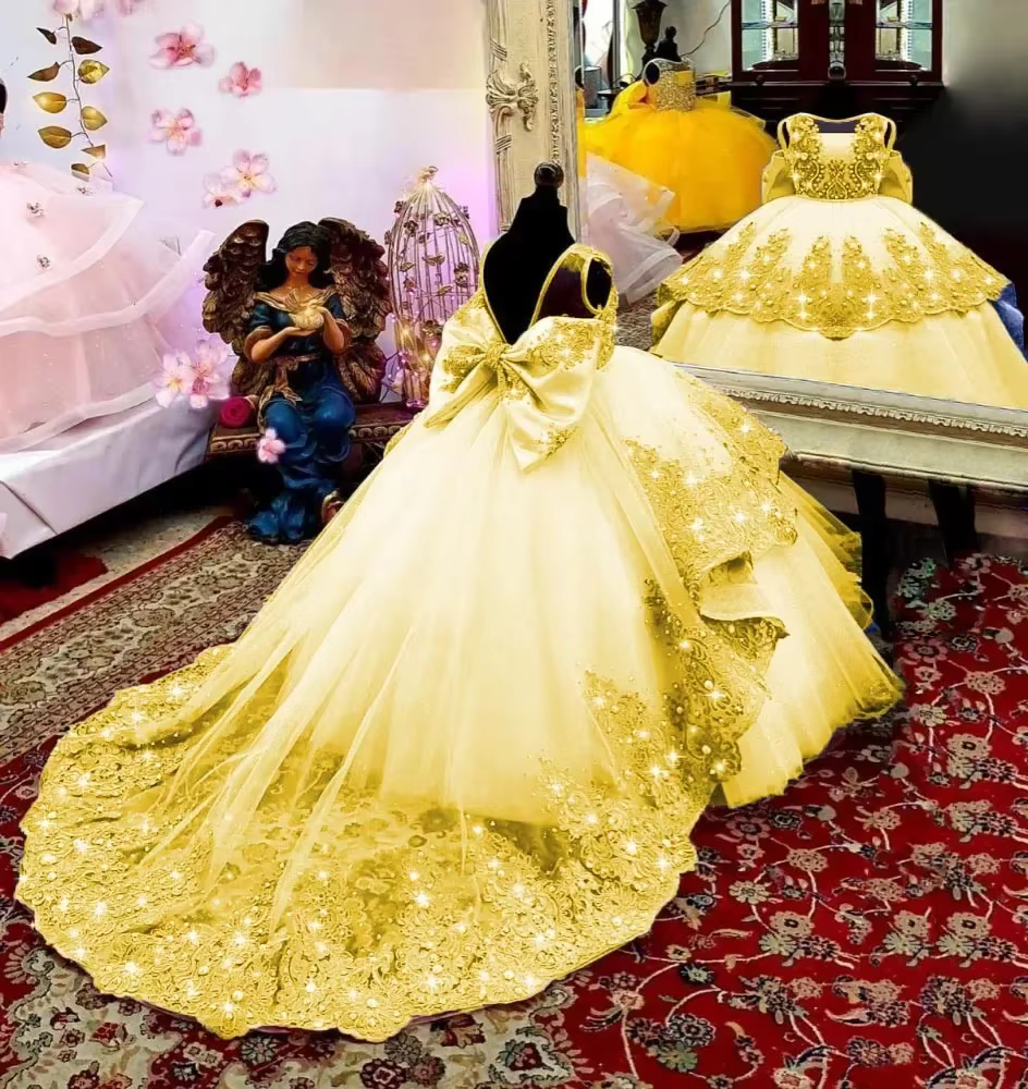 Robes de demoiselle d'honneur de mariage rose, robe de fête d'anniversaire pour petites filles, en d