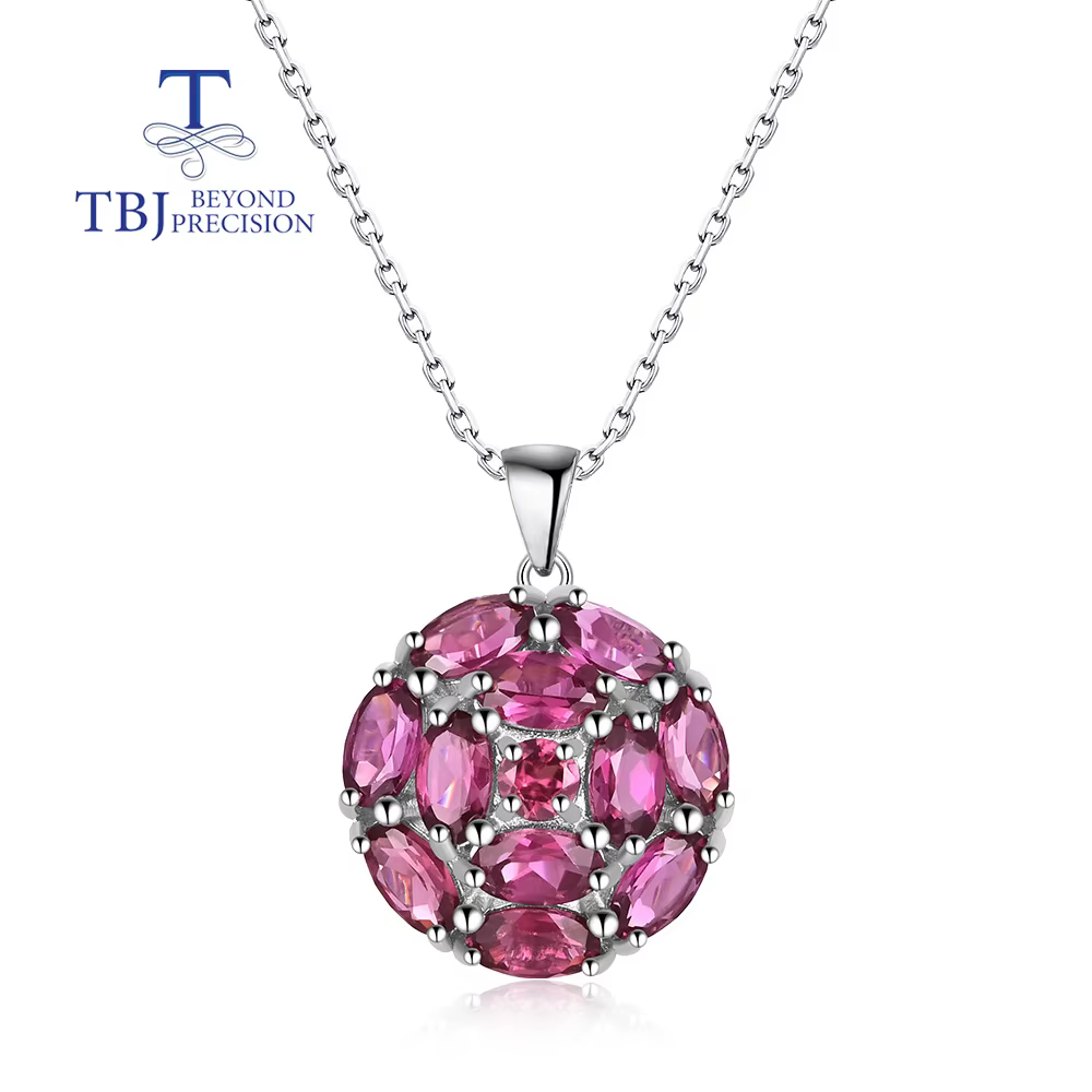 Collier pendentif en grenat rhodolite au design élégant et luxueux 2026, bijoux pour femmes en argen