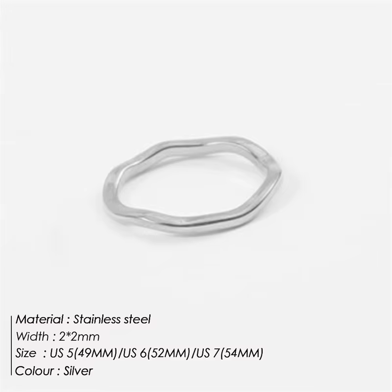 Bague en acier inoxydable pour femmes, anneaux ondulés irréguliers, tendance, Simple, géométrique, f