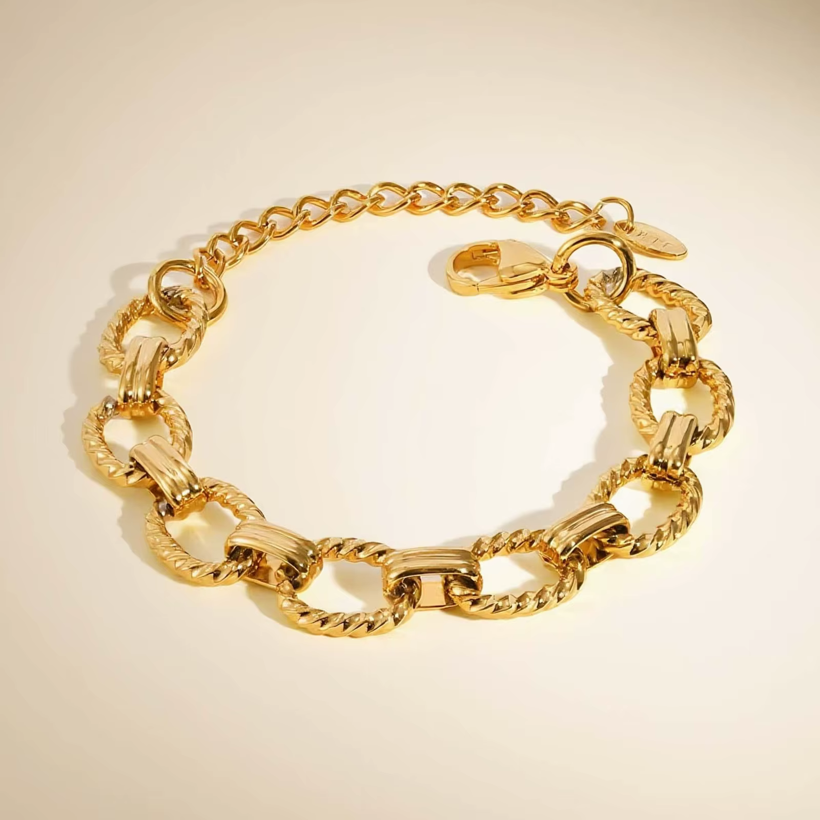 Vnox – Bracelet classique polyvalent plaqué or pour femmes, chaîne réglable en acier inoxydable, bij