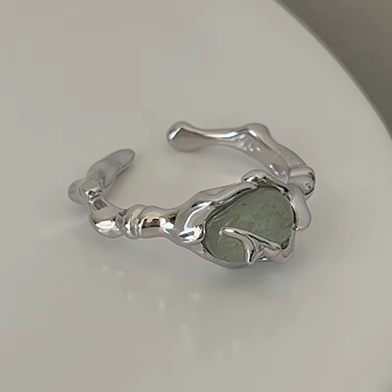 Foxanry minimaliste couleur argent pierre anneaux pour femmes Couples nouvelle mode Design créatif g