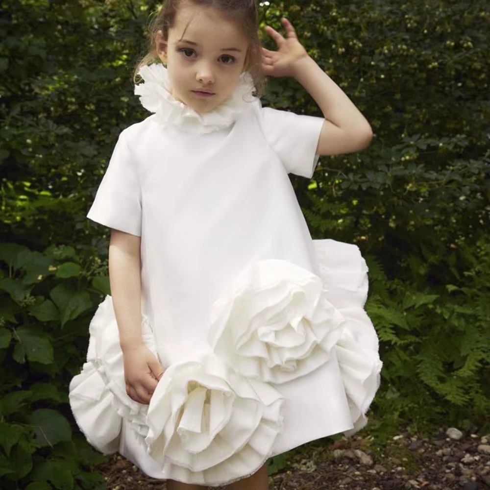 Jill Wish J166 élégant blanc dubaï fille robe 3D fleurs arabe princesse enfants mariage fête d'anniv