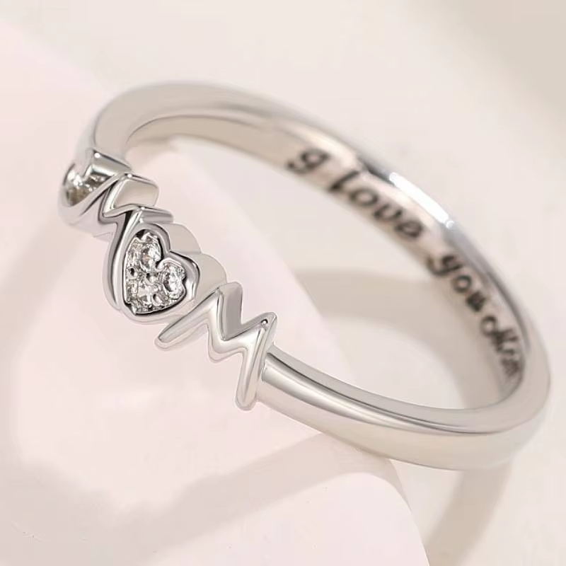Huitan – bague en forme de cœur pour femmes, cadeau pour maman, accessoires de fête élégants et char