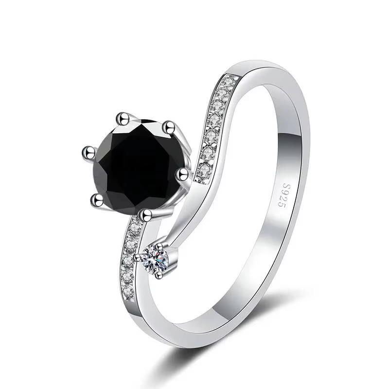 Bague en argent S925 Moissanite véritable pour femme, bague de proposition de mariage creuse, bande 