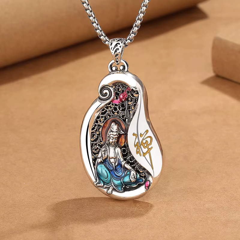 Collier Ras du Cou en Argent 925 pour Homme et Femme, Bijoux Vintage en Émail Everisonne