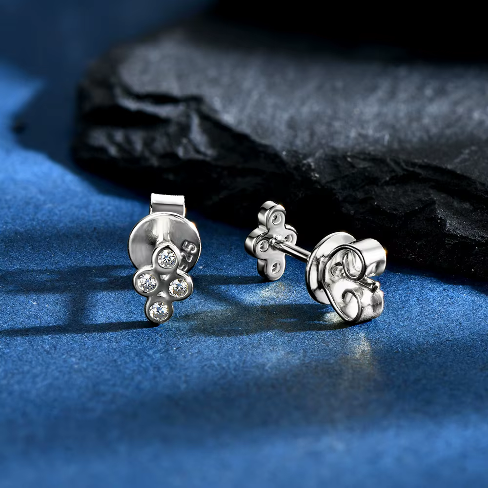 Vinregem 3EX VVS1 D vrais diamants Moissanite gemmes simples boucles d'oreilles en argent Sterling 9