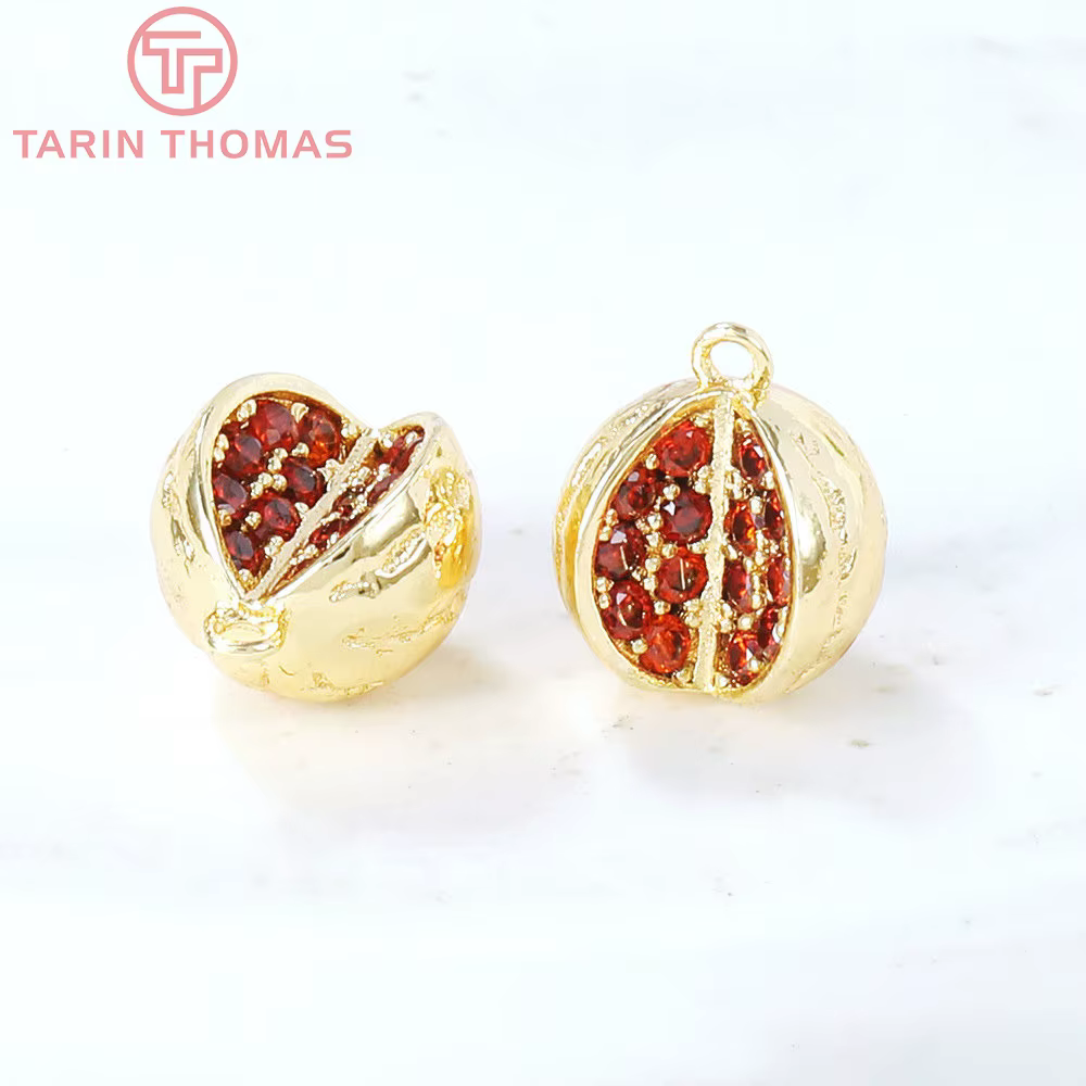 (5209)4 pièces 9MM 24K couleur or laiton avec Zircon pastèque breloques pendentifs haute qualité bij