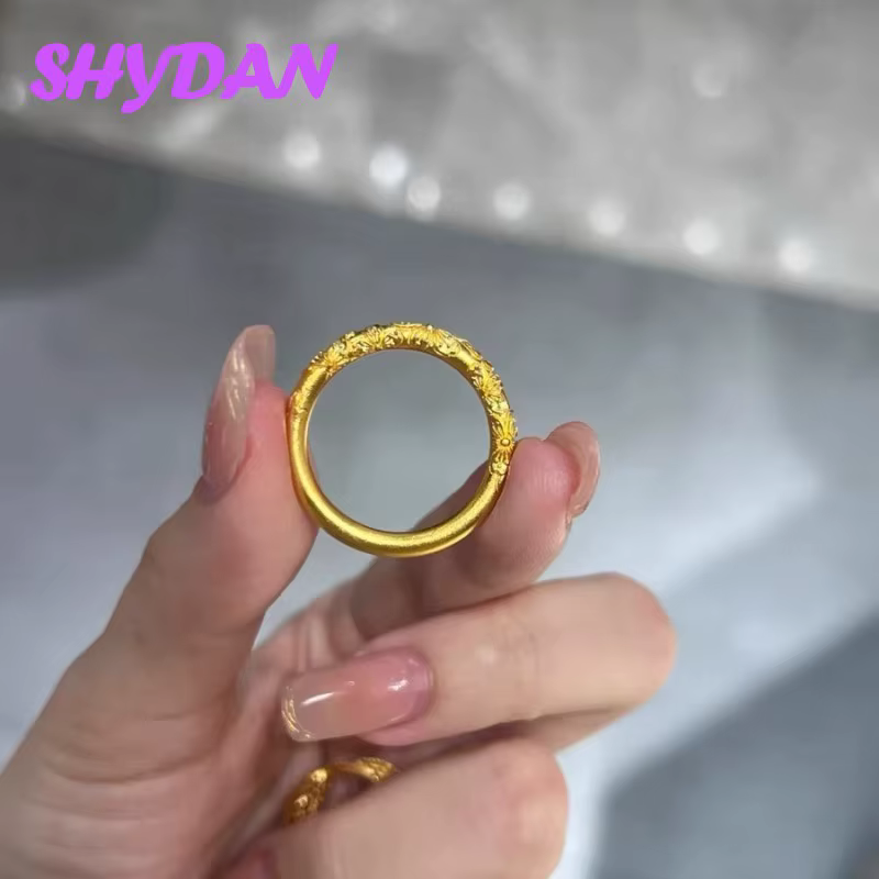 Bague en argent sterling 925 plaqué or 18 carats sculptée et lisse pour femme, bijoux de mariage SHY