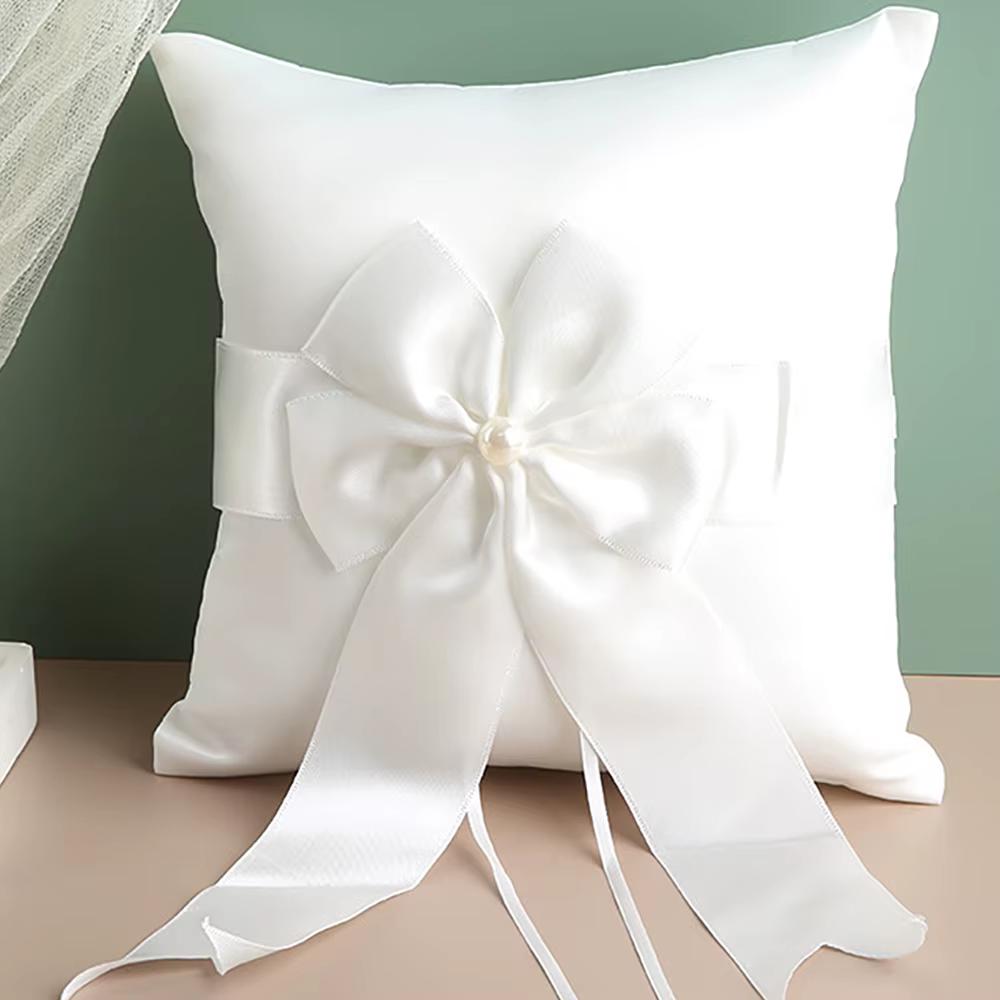 Coussin porteur d'anneau et panier de fille de fleur pour le mariage, coussin de bague de mariage en