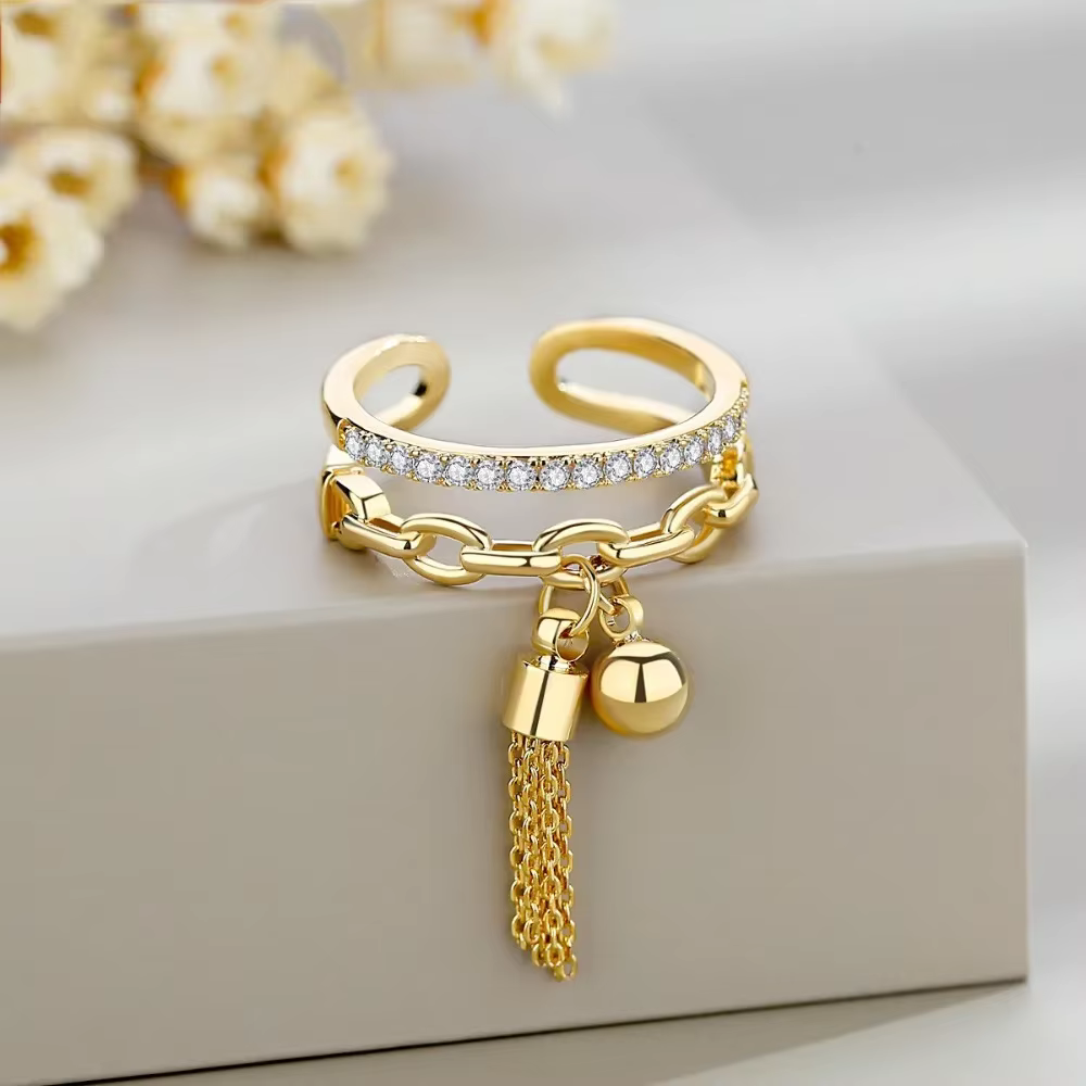 Zunderes-Anneaux pendentif Joball pour femmes, bijoux de doigt, double couche, design créatif, acces