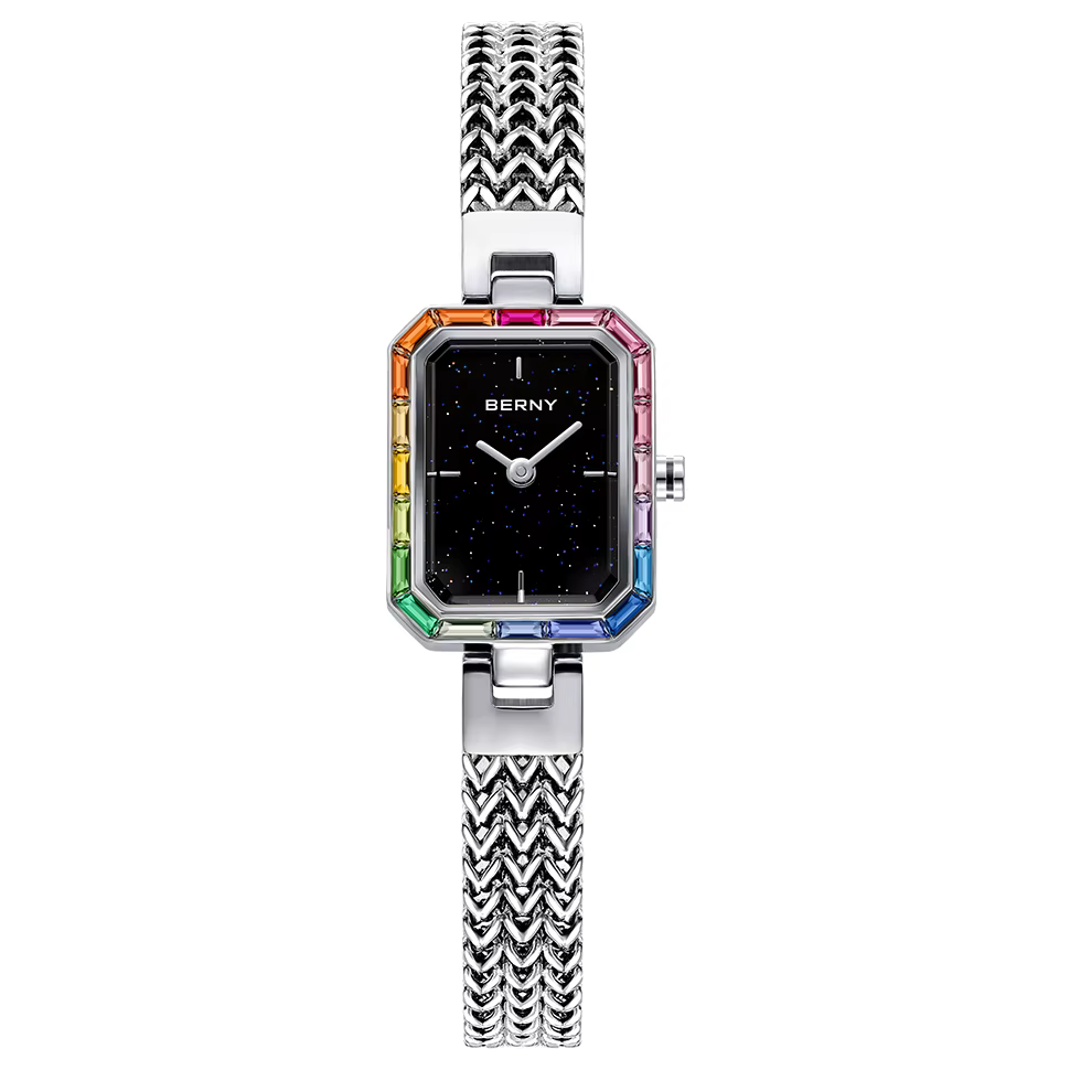 BERNY or montre pour femme bijoux montre-Bracelet de luxe coloré pierre Bracelet ensemble Quartz min