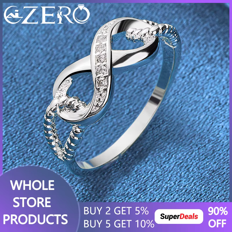ALIZERO – bague en argent Sterling 925 et Zircon en forme de 8, pour femmes, bague de mariage, brace
