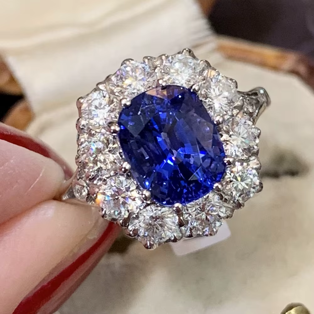 Huitan – bague en zircone cubique bleue scintillante pour femmes, accessoires de tempérament élégant