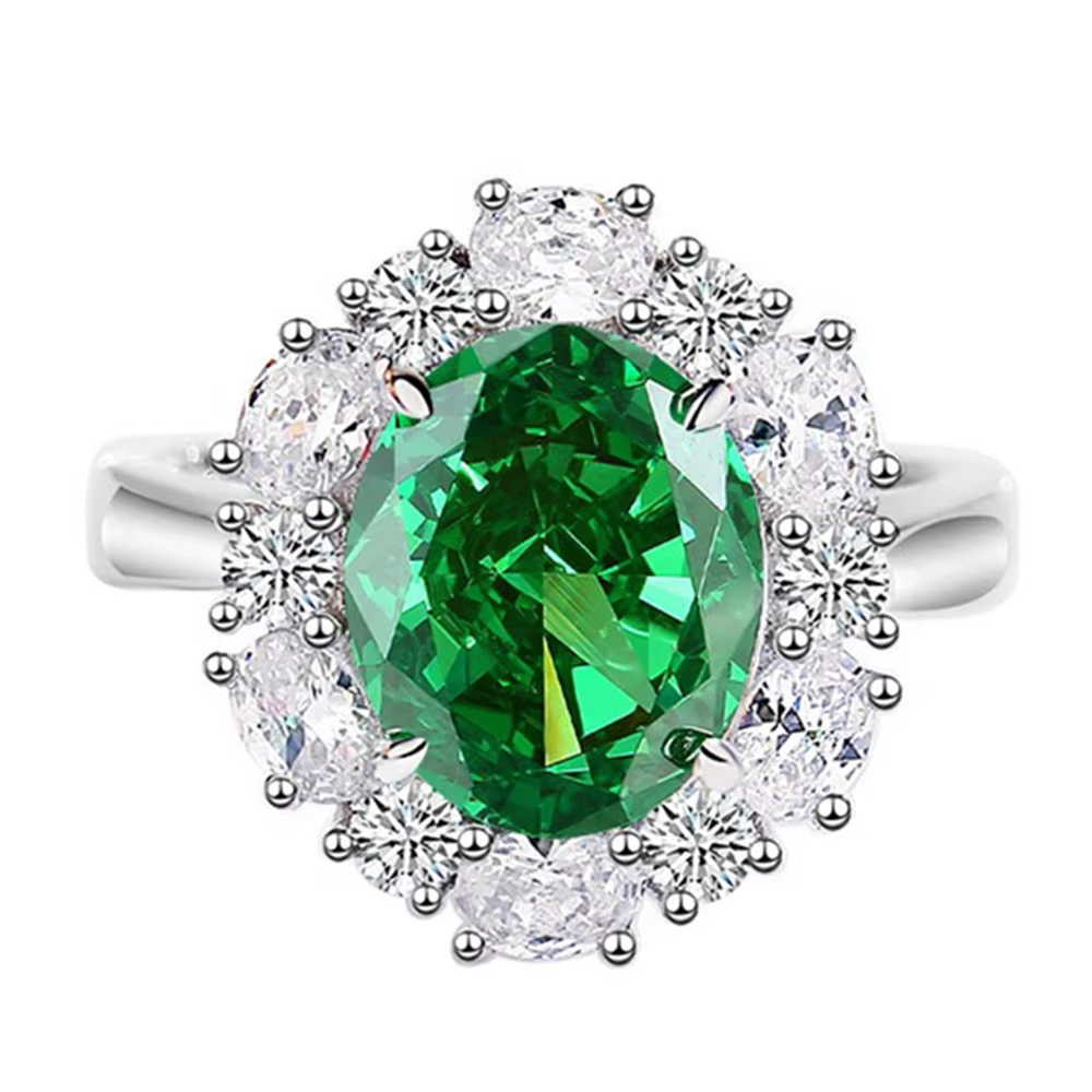 Vinregem – bague en argent Sterling 925 pour femmes, pierre précieuse ovale de 9x11MM, émeraude Padp