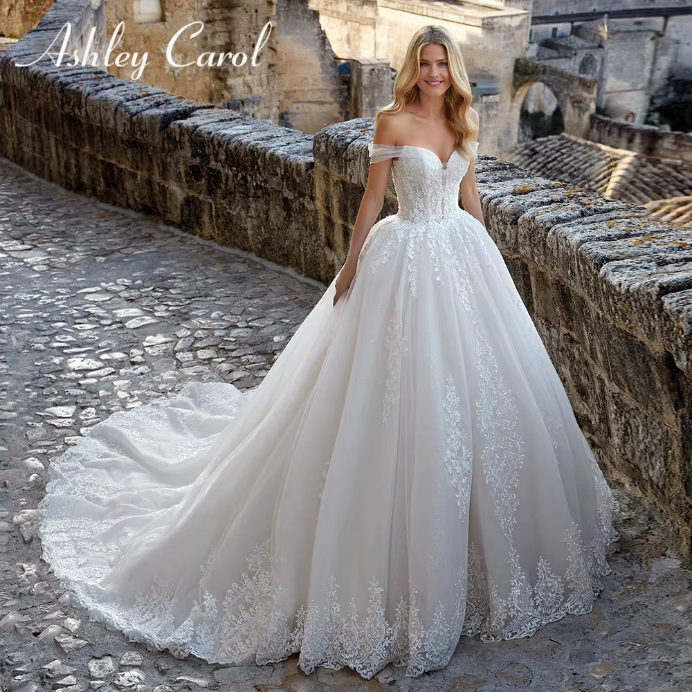 Robe de mariée pour femme, style princesse, avec appliques et sequins, traîne royale, Vestidos De No