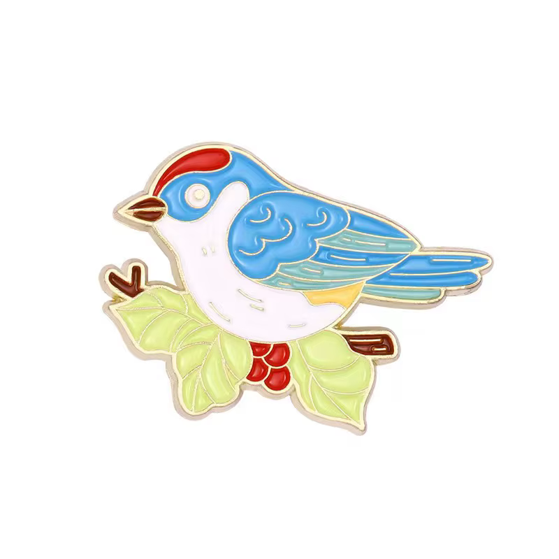 Belle broche d'oiseau mignon pour femme, épinglette en émail animal, insigne en métal, bijoux d'amou