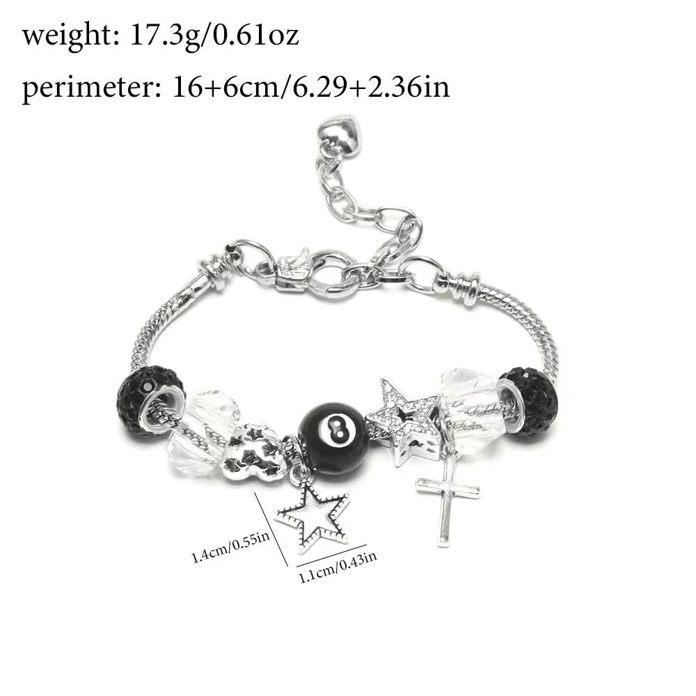 Nouveau noir No.8 boule léopard coeur étoile croix Bracelet collier Unique à la mode doux polyvalent