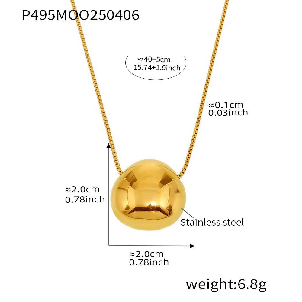 Collier pendentif ovale couleur or argent pour femmes, Long collier en acier inoxydable 18K de haute