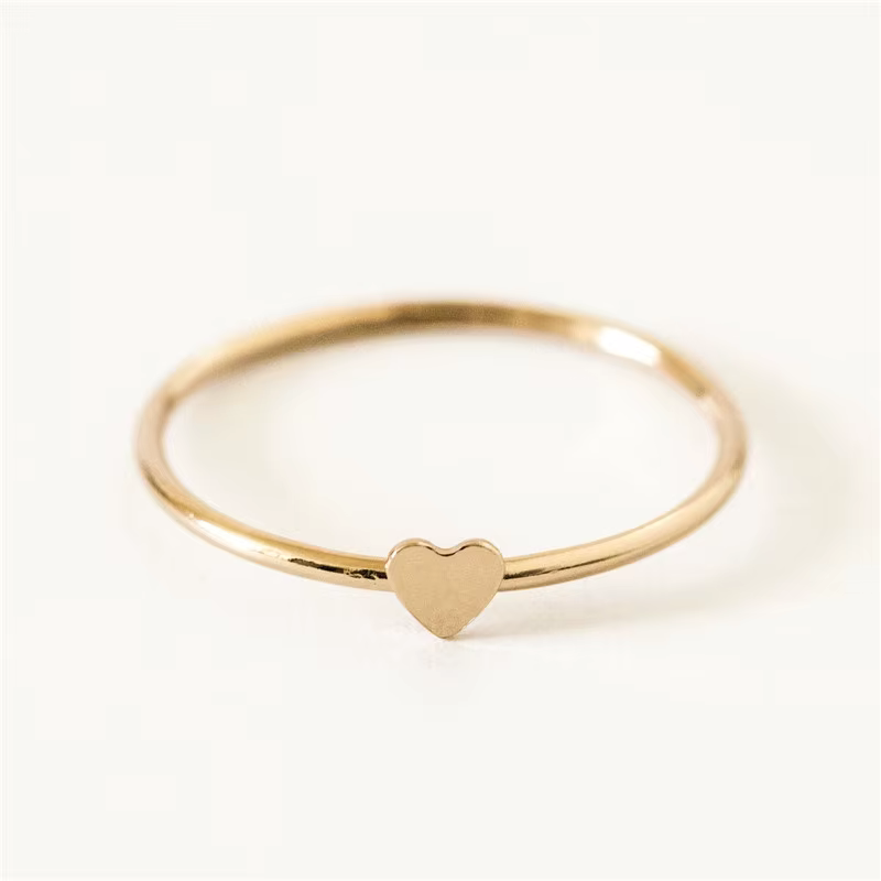 Bagues empilables en forme de cœur pour femmes, bijoux en or 14K remplis, style bohème, minimaliste