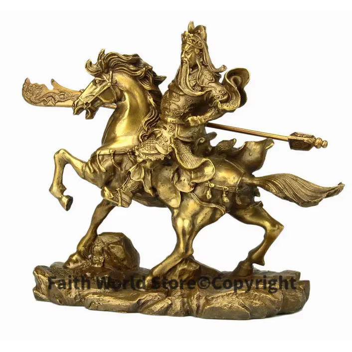 Statue de Dieu Martial de la Richesse Guan Gong Guandi en Laiton, Dessin d'Argent, Maison, Sécurité,