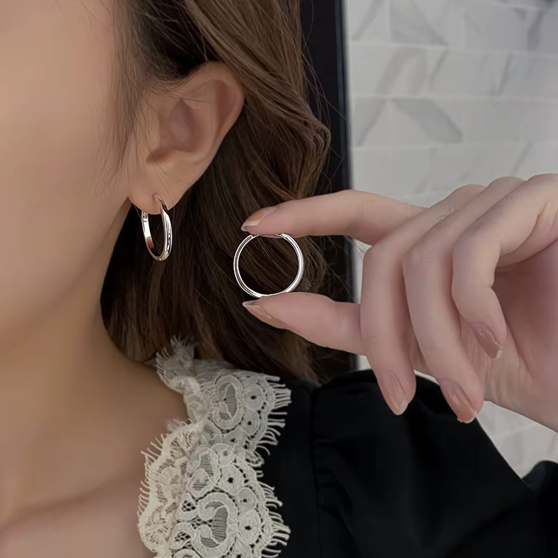 Boucles d'oreilles créoles en argent Sterling 925, cercle de tempérament Simple, tendance, bijoux Se