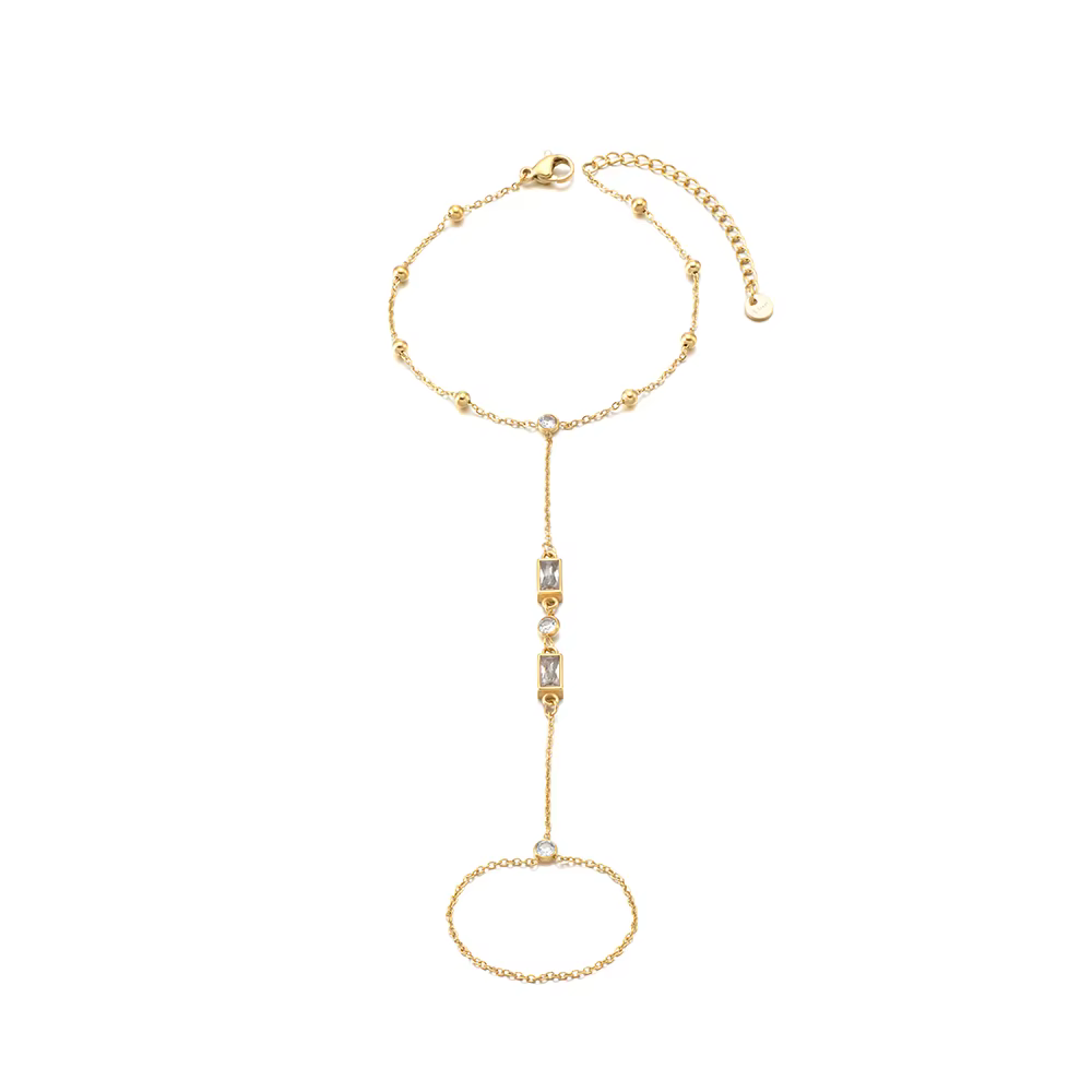 Bracelet chaîne de main en acier inoxydable 316L AENINE pour femmes, bracelet à maillons avec perles