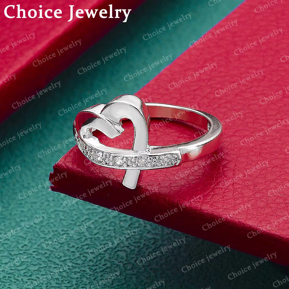 Bagues en argent Sterling 925 pour femmes, taille 5-10, breloques en forme de cœur, bague en Zircon,