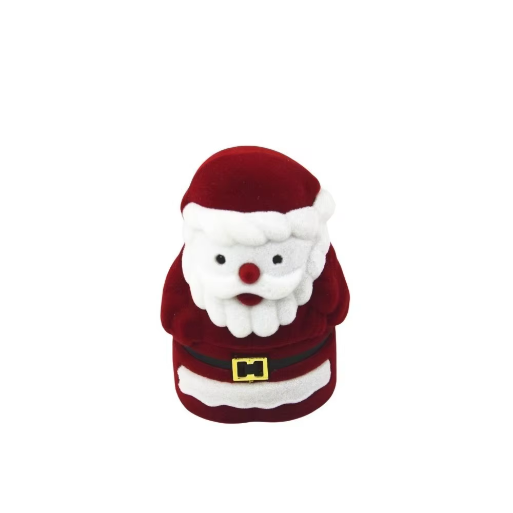 Boîte à bijoux de Noël en forme de cloche floquée, ornement de sapin de Noël, rangement bonhomme de