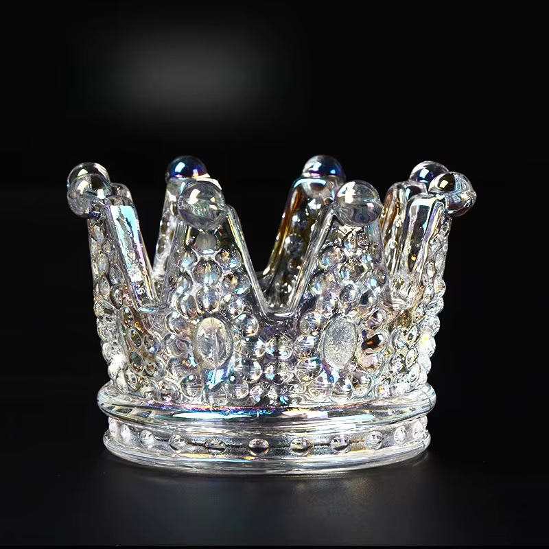 Bougeoir en verre avec couronne en cristal européen, chandelier parfumé, décoration de la maison