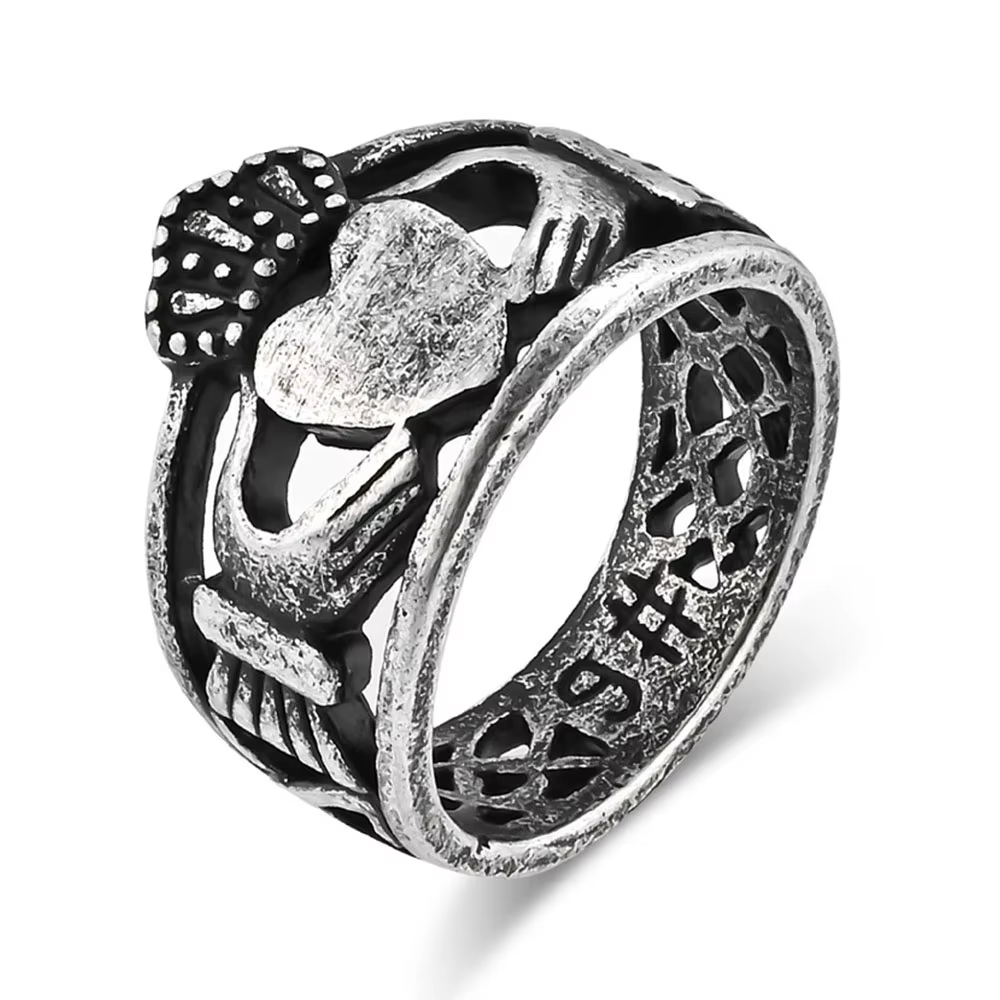 Bague de mariage Irish Claddagh en acier inoxydable, couronne en forme de cœur, pour hommes et femme