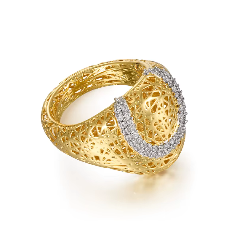 IVOG – bague Design en forme de U en Zircon brillant pour femmes, bague de luxe ajourée, bijoux à la