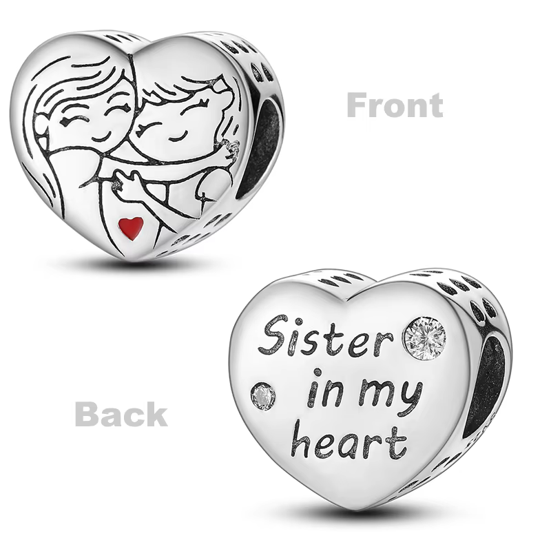 Breloques en argent Sterling 925, cadeau pour mère, perle en Zircon CZ, pendentifs en forme de cœur 
