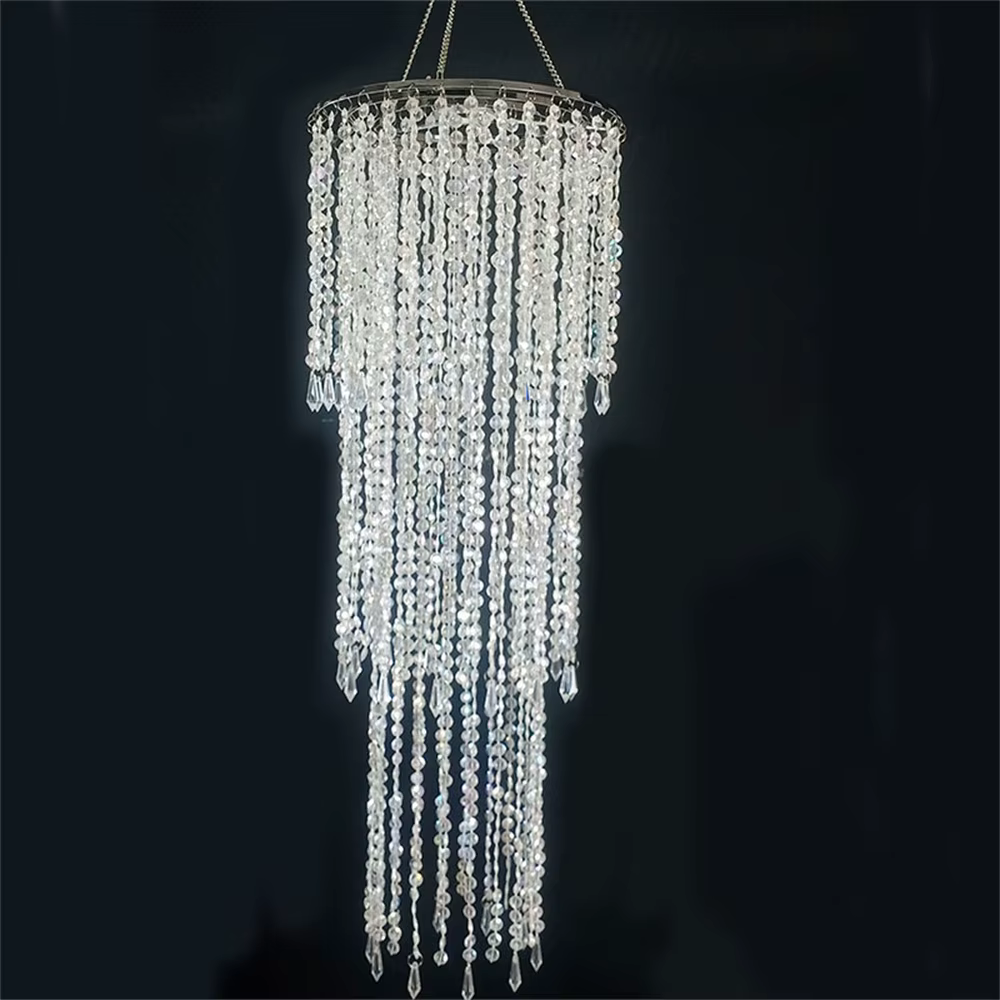 Plafond de mariage suspendu pendentif perle lumière moderne perle lustre acrylique 3 couches abat-jo